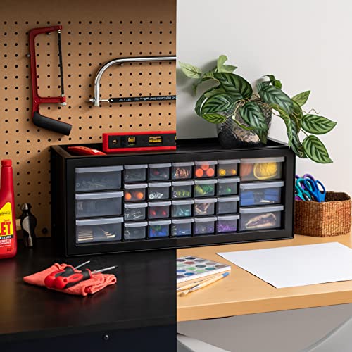 IRIS USA 26 Drawer Stackable Storage for Hardware Crafts and Toys, 21.69Inch W x 7Inch