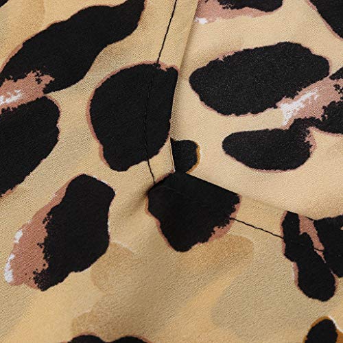 CCatyam Plus Size Blouses for Women, Tops T Shirt Leopard Print Cold Shoulder Loose Sexy Fashion Brown