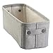 MetroDecor mDesign Cotton Fabric Bathroom Storage Bin for Magazines, Toilet Paper, Bath Towels - Small, Light Gray