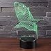 3D Led Night Light Lamps - Optical Illusion 7 Colors Touch Table Desk Visual Lamp Gifts Toys for Children Kids (Shark)