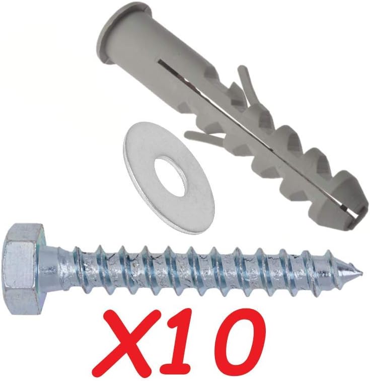 Inbrackets Heavy Duty M8 x 50mm Masonry Brick Wall Fixing Screw Bolts with Plugs & Washers for Aerial Satellite Sky Dish Tv Bracket Fence Shelves Mounting (Pack of 10) - Image 5