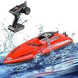 STOTOY Remote Control Boat for Kids/Adults,High Speed Electronic RC Racing Boat for Lakes-Red
