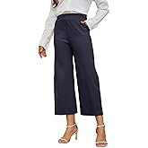 Rasutina Women's Wide Leg Capri Pants Work Cropped Pants Casual Summer Capris High Waisted Crop Palazzo