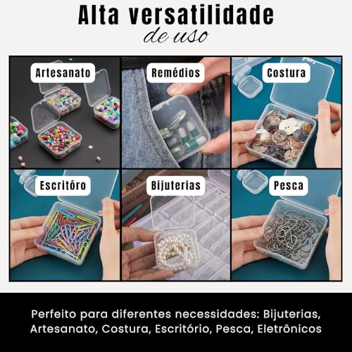 Caixa Organizadora com 24 Mini Organizadores Transparente com Tampa - Mini Recipientes de Armazenamento Joias Bijuterias Miçangas Parafusos Artesanato Costura Acessórios - Shop100