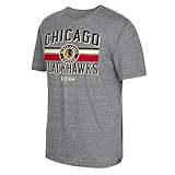 NHL Chicago Blackhawks Men's CCM Classic Stripe Tri-Blend Short Sleeve Tee, X-Large, Gray