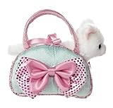 Aurora World World Fancy Pals Toy Pet Carrier Plush Purse, Blue Bows