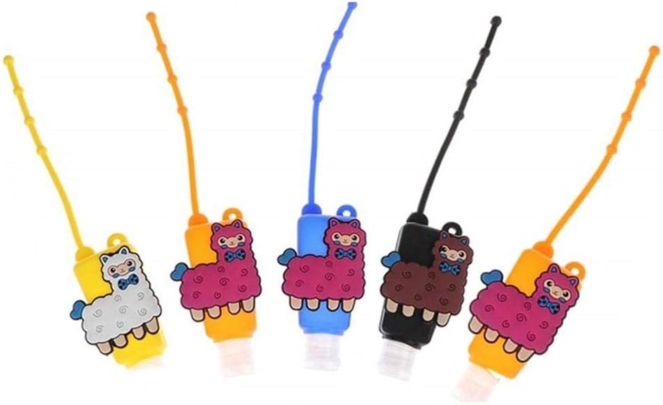 LWestine 5Pcs Cute Alpaca Silicone Hand Sanitizer Bottles Mini 30ml Kids Travel Portable Plastic Leak Proof Bottles Shampoo Bottles-Only Bottles/Without Liquid/Random Color