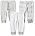 Moon and Back Baby Set of 3 Organic Pants, Grey Heather, Newborn