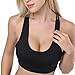 Yadifen Sports Bra, High Impact Workout Cross Back Padded Running Yoga Bra (Black, M)