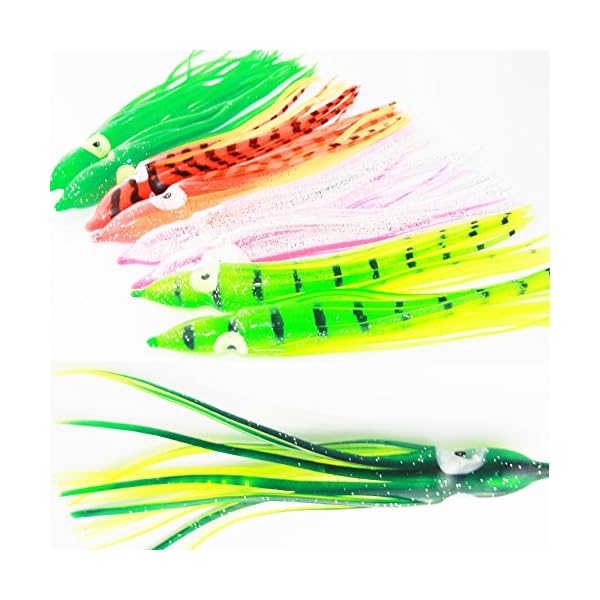 Luengo-30pcs75cm9cm12cm-Multicolour-Soft-Plastic-Octopus-Lures-Hoochie-Squid-Skirt-Lures-Trolling-Saltwater-Bait
