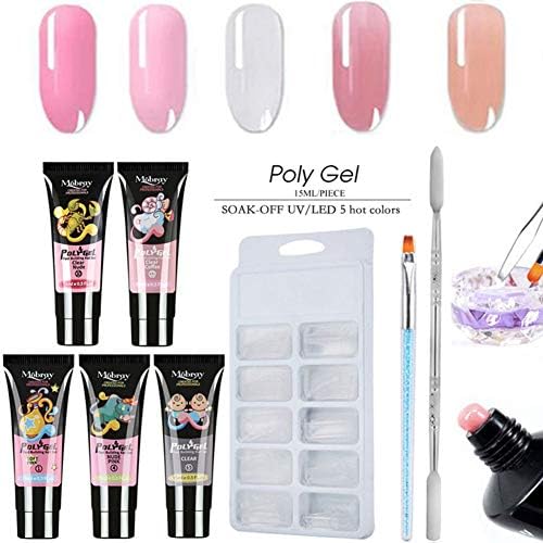 Nail Art Sets,Soak Off Polygel Builder Gel Nail Building Model UV Pen Dual Head Steel Push Kit