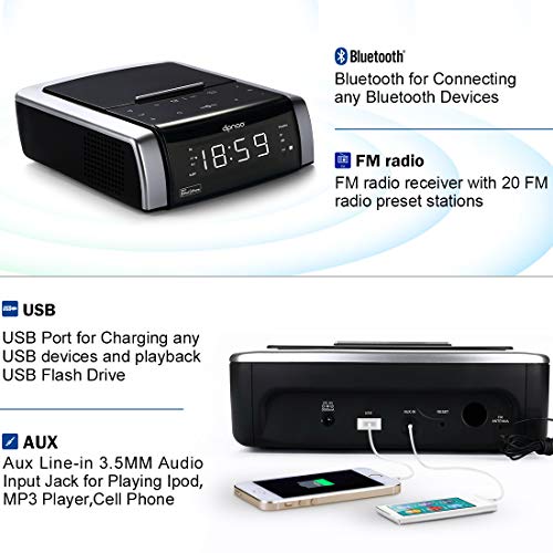 DPNAO iPhone Docking Station Charging Speaker Alarm Clock for iPhone Xs