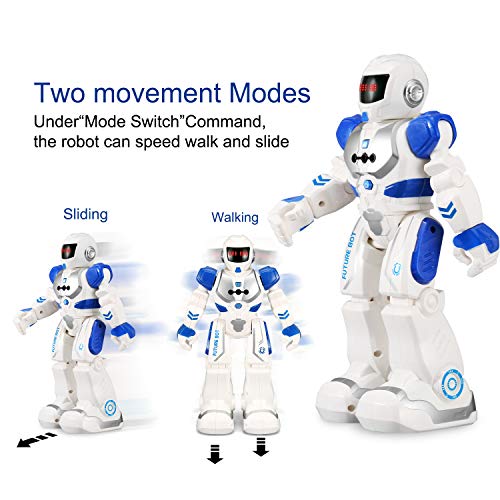 FUNEW Remote Control Robots for Kids RC Programmable Robotics with Infrared Controller Toys, Gesture Sensing Interactive Walking Singing Dancing Robot Kit for Childrens Entertainment,Blue