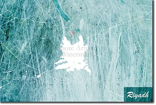 Introspective Chameleon Riyadh, Saudi Arabia Original Map Design Blue Stroke - Art Print Poster Photo Gift - Size: 15 x 10 Inches (38 x 25 cm)
