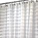 InterDesign 72 Width x 96 Length Inch Machine Washable Tuxedo Striped Fabric Extra Long Shower Curtain, White