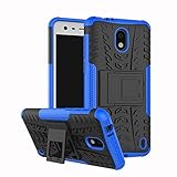 Nokia 2 Case, Linkertech [Shockproof] Tough Rugged Dual Layer Protector Hybrid Case Cover with Kickstand for Nokia 2 (Blue)