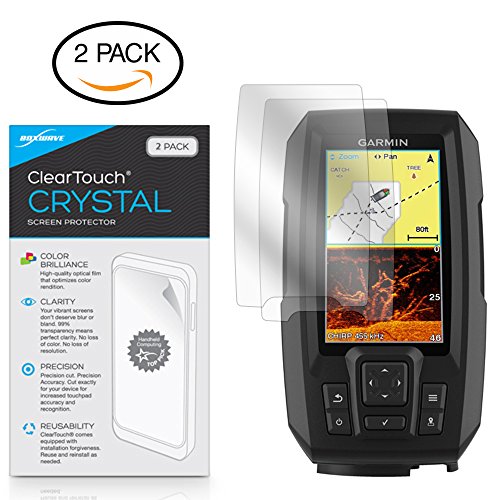 BoxWave Garmin Striker Plus 4cv Screen Protector, [ClearTouch Crystal (2-Pack)] HD Film Skin - Shields from Scratches for Garmin Striker Plus 4cv, Plus 4