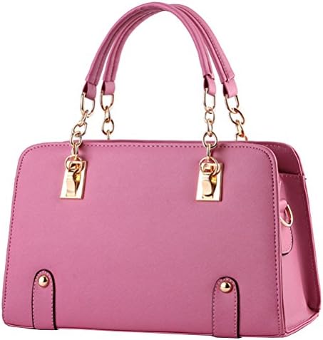 Vusum Women's Leather Handbag Zipper Hobo Satchel Toe Shoulder Bag Dark Pink