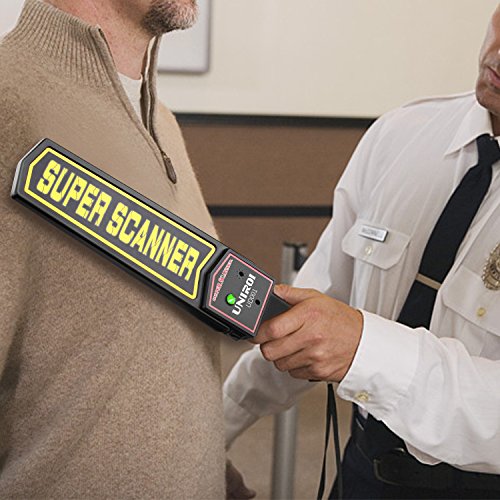 UNIROI Hand Held Metal Detector Wand Security Scanner with 9V Battery, Belt Holster, Adjustable Sensitivity, Optional Sound & Vibration Modes for Airport, Open Port, Frontier, Company Entrance UD001