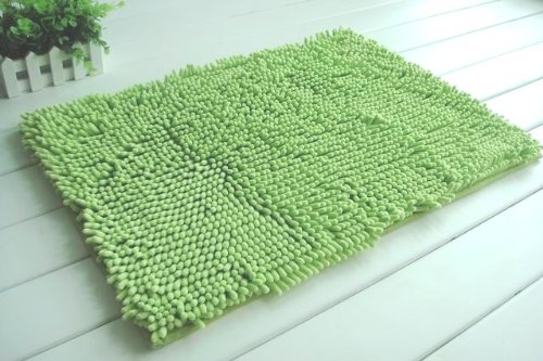 2 Piece High Top Chenille Bath Rug Large Bath Mat (20"x32") Small Mat (17"x24") Made with 100% Microfiber Green