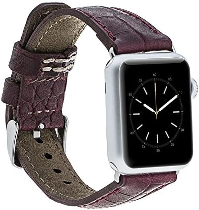 Hardiston Leather Band for Apple Watch | Croco Genuine Leather Replacement Strap for iWatch Series 3 / Series 2 / Series 1 / Edition/Sport 38mm (Burgundy)