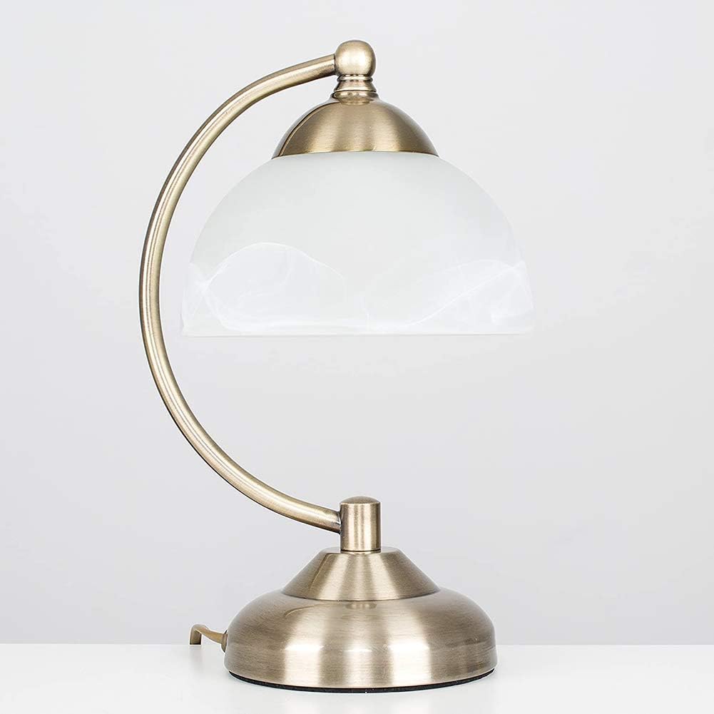 ICECON Modern Curved Antique Brass & Frosted Glass Bedside Touch Table