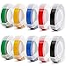 Aken Compatible Label Tape Replacement for Embossing Label Maker, 3D Plastic Labels Colored Embossing Tape for Aken Omega S Embossing Label Maker, 3/8 inch 10pk