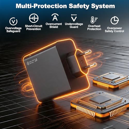 Cargador USB C Carga Rápida 120W, 8 Puertos Multipuerto con Enchufe, 3USB-C + 3USB-A, Cargador Rápido Inteligente QC 3.0, Compatible con iPhone, Samsung, Xiaomi, Otros Dispositivos USB