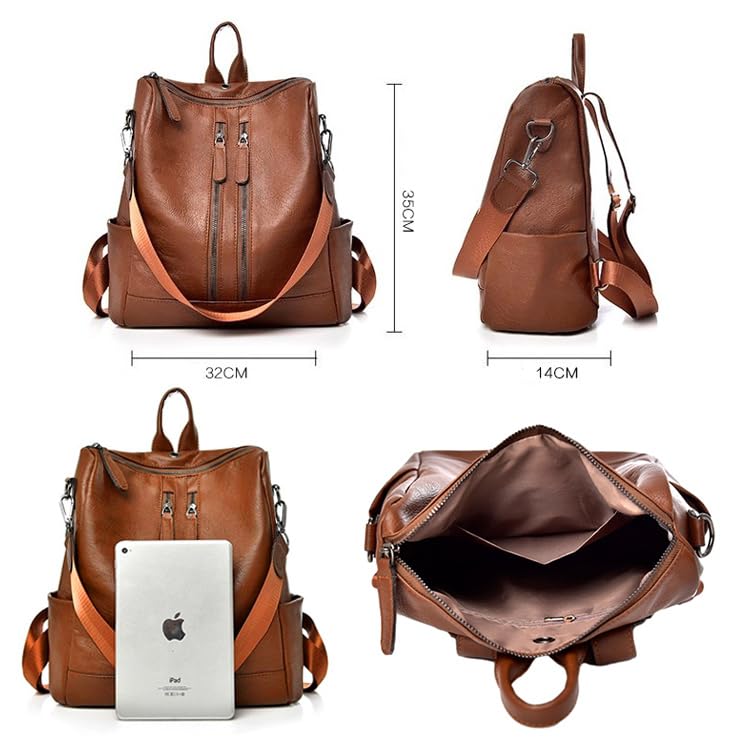 Mochila Femininas Bolsa De Viagem Escolar Faculdade Grande Capacidade Acompanha Uma Alça De Ombro Removível E Uma Entrada Para Fone De Ouvido (Marrom)