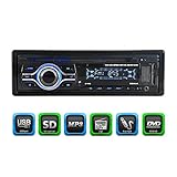 KKmoon KV2169 Universal In-Dash Single-DIN Car CD DVD MP3 FM Player with Aux Input SD / USB Port