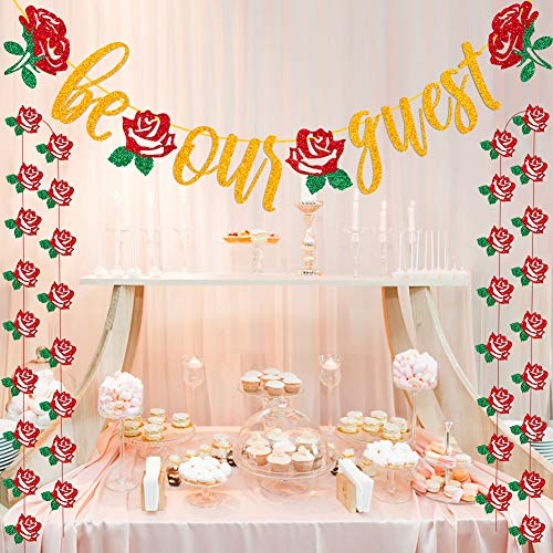 Be Our Guest Banner Beauty And The Beast Party Supplies Bachelorette Engagement Bridal Shower Baby Shower Birthday Party Favor Supplies Decorations