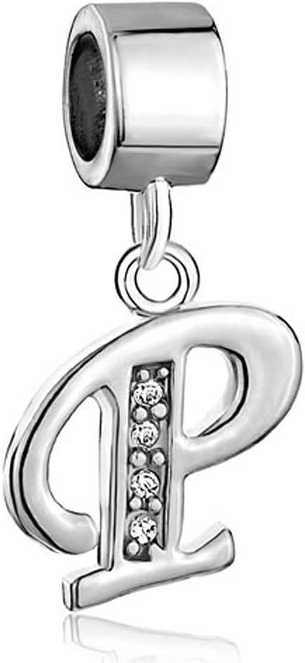 Nocary Letter Charms Initial A-Z Dangle Alphabet Clear Crystal Bead Compatible with European Bracelet