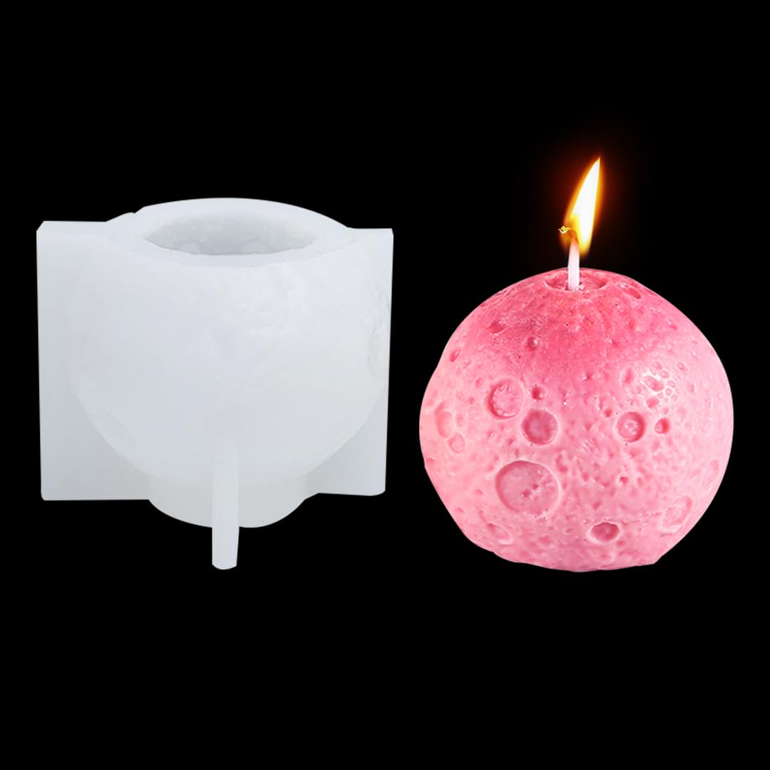 Zayookey Moon Silicone Mold 3D Candle Molds Sphere Epoxy Resin Casting Mould for DIY Scented Candle Soaps Plaster Desktop Ornaments