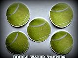 24 TENNIS BALLS SPORTS PRECUT EDIBLE CUPCAKE TOPPERS 1.5
