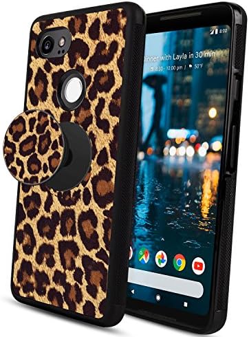 Leopard Google Pixel 2 XL Case, Unique Design TPU Hybrid Shockproof Drop Protector Phone Case with Pop Grip Mount for Pixel 2 XL - Leopard 01