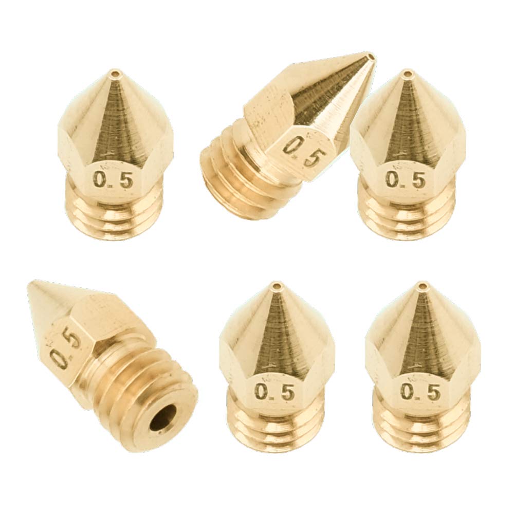 3D FREUNDE 6 pcs. Nozzle mk8 makerbot reprap anet A8/A6 flashforge ctc Extruder Hotend printhead (made of brass for 1.75mm filament 3D printer (Nozzle) M6 (6 * 0.5mm)