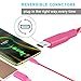 Micro USB Cable, MKDGO 3ft Round 360 Degree Visible Flowing LED EL Light Up Fast Charge Cable Sync Data Cord Tangle Free for Samsung, Nexus, LG, Motorola, Android Smartphones and More - Pink Light