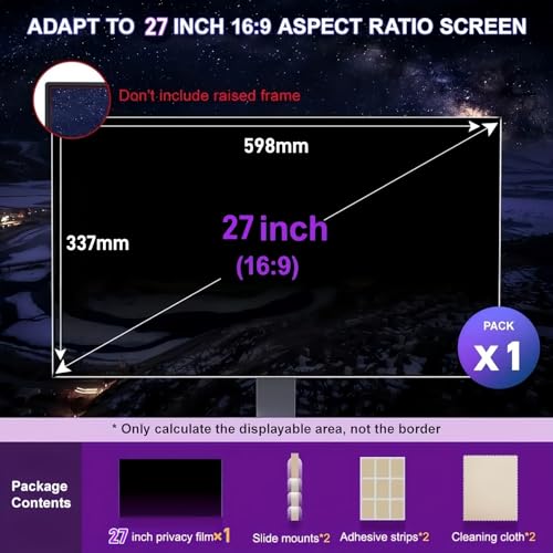Ssumght 27 Inch Privacy Screen for Monitor Computer Screen Privacy Filter for 16:9 Widescreen Monitor Desktop PC Anti-Glare Protector and Blue Light UV-Blocking,1 Pack