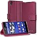 Sony Xperia Z3+ Wallet Case - VENA [vSuit] Draw Bench PU Leather Wallet Flip Cover with Stand and Card Slots for Sony Xperia Z3+ (Burgundy Red)