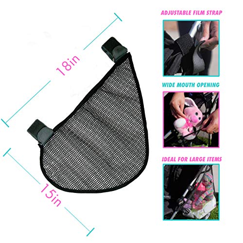 image for AriKoko Universal Stroller Organizer with Cup Holders - Mesh Stroller 