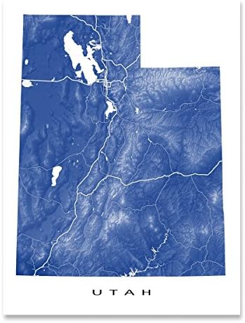 Utah Map Print, UT State Art, USA