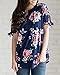 MEROKEETY Women's Crew Neck Floral Print T Shirt Short Tie Sleeve Tunic Tops Blouse