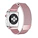 HILIMNY Compatible for Apple Watch Band 38mm 40mm 42mm 44mm, Stainless Steel Mesh Milanese Sport Wristband Loop with Adjustable Magnet Clasp for iWatch Series 1/2/3/4,Rose Pink