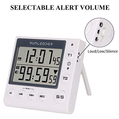 Dual Digital Count Up Down Timer - AIMILAR 2-Channel Countdown Kitchen Timer Clock for Cooking Lab Homework Exercise Gym Sports Games Classroom