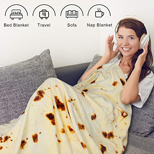 Sivio Burritos Tortilla Blanket with Dual Sided Pattern, Soft and Plush