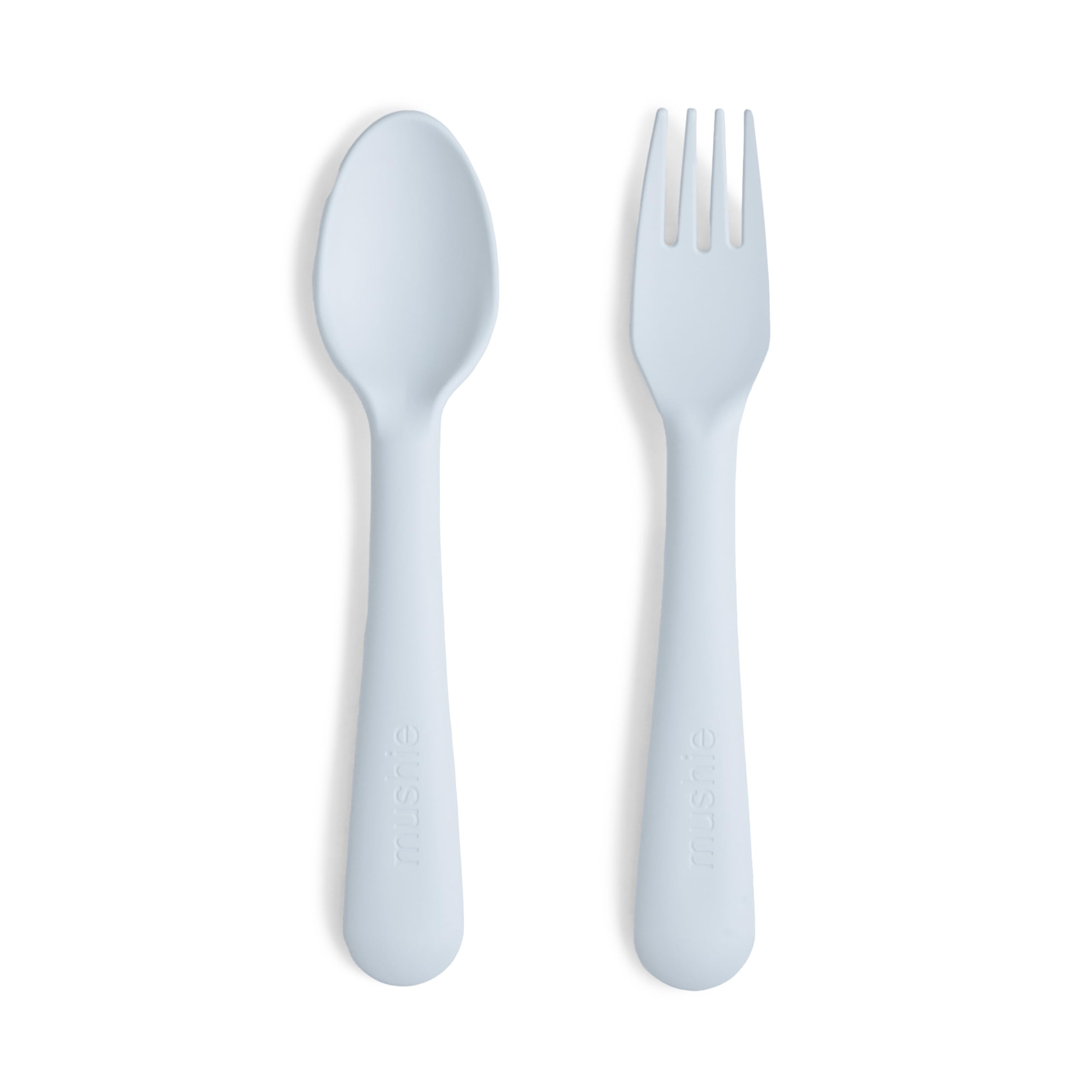 Mushie Fork and Spoon Set for Kids | Flatware Cutlery | 1x Set of Dinnerware Pieces | Reuseable | Dishwasher- and Microwave Safe | Easy for Baby or Child to Hold | Made in Denmark (Powder Blue)