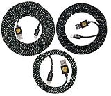 3 PACK High Quality Braided Nylon 3ft/6ft/10ft USB Sync and Charging Lightning Cable for iPhone 5, 5C, 5S, 6 , 6 Plus, iPad 4 Mini, iPod Touch 5 and Nano 7. 8 pin to USB (Black)