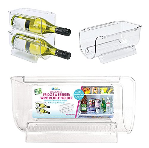 Stackabale Fridge & Freezer Safe Wine Bottle Holder - Space Saver - Holds a Wine Bottle Neatly