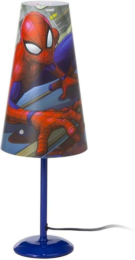 marvel lampara de mesita de noche de spiderman conica luz de mesa de los superheroes 1145 azul