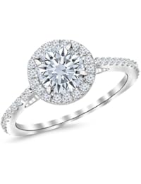 0.85 Carat Classic Halo Diamond Engagement Ring with a 0.45 Carat I-J I1 Center